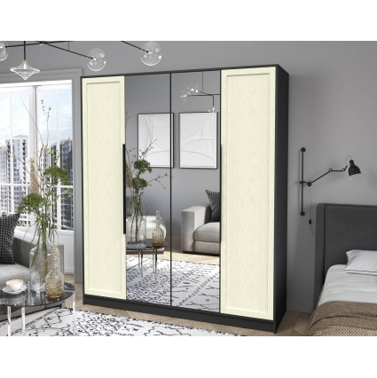 Шкаф распашной Тренд КТ-Ш4 (з) (Антрацит ЛДСП/ Дуб снежный ЛМДФ) Ш1800 В2128 Г547